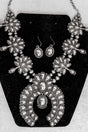 TIPI Ridgeflare Squash Blossom Silvertone Necklace and Earring Set - Wholesale Accessory Market