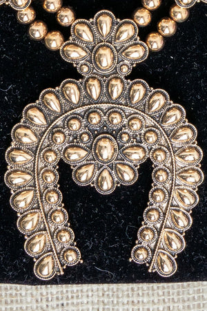 TIPI Longspur Squash Blossom Goldtone Necklace and Earring Set - Wholesale Accessory Market
