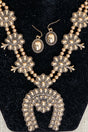 TIPI Longspur Squash Blossom Goldtone Necklace and Earring Set - Wholesale Accessory Market