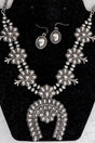 TIPI Longspur Squash Blossom Silvertone Necklace and Earring Set - Wholesale Accessory Market