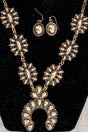 TIPI Highplains Squash Blossom Goldtone Necklace and Earring Set - Wholesale Accessory Market