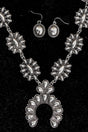 TIPI Highplains Squash Blossom Silvertone Necklace and Earring Set - Wholesale Accessory Market