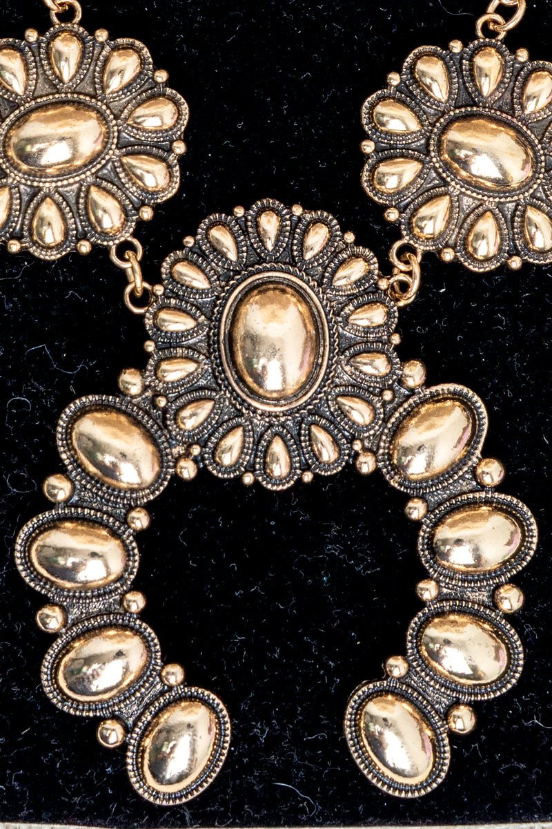 TIPI Sunridge Squash Blossom Goldtone Necklace and Earring Set - Wholesale Accessory Market
