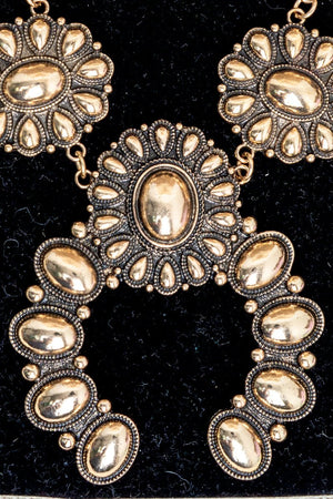 TIPI Sunridge Squash Blossom Goldtone Necklace and Earring Set - Wholesale Accessory Market