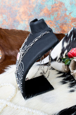 TIPI Trail Threads Black Faux Leather Small Necklace Display - Wholesale Accessory Market
