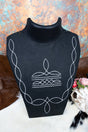 TIPI Saddle Stitched Black Faux Leather Large Necklace Display - Wholesale Accessory Market