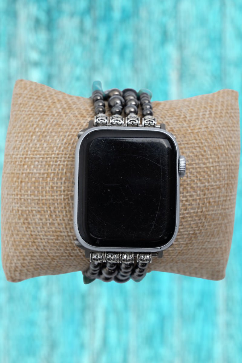 TIPI Cue the Roll Turquoise and Silver Pearl Beaded Band for Smart Watch, 38mm - 41mm - Wholesale Accessory Market