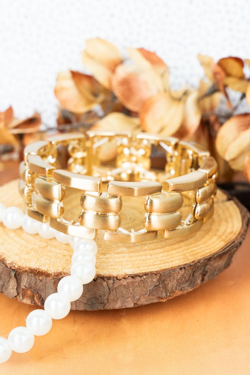 West Shore Gala Glam Goldtone Linked Stretch Bracelet - Wholesale Accessory Market