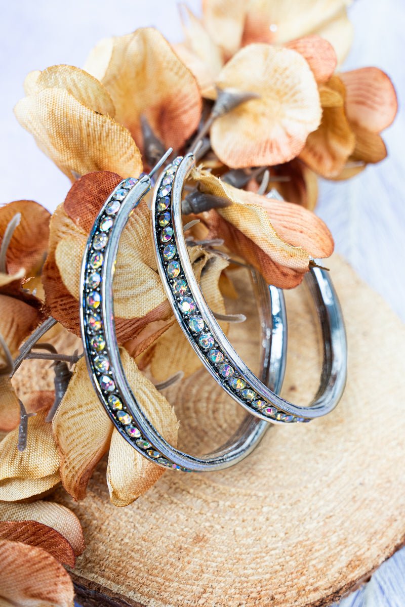 West Shore Jimena Iridescent Crystal Silvertone Earrings - Wholesale Accessory Market