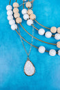 West Shore Meet Me There White Teardrop Goldtone Necklace - Wholesale Accessory Market