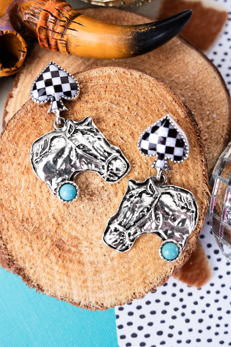 TIPI Highland Heights Horse Silvertone Earrings