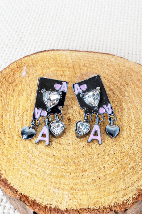 TIPI The Winning Heart Pink Crystal and Silvertone Earrings
