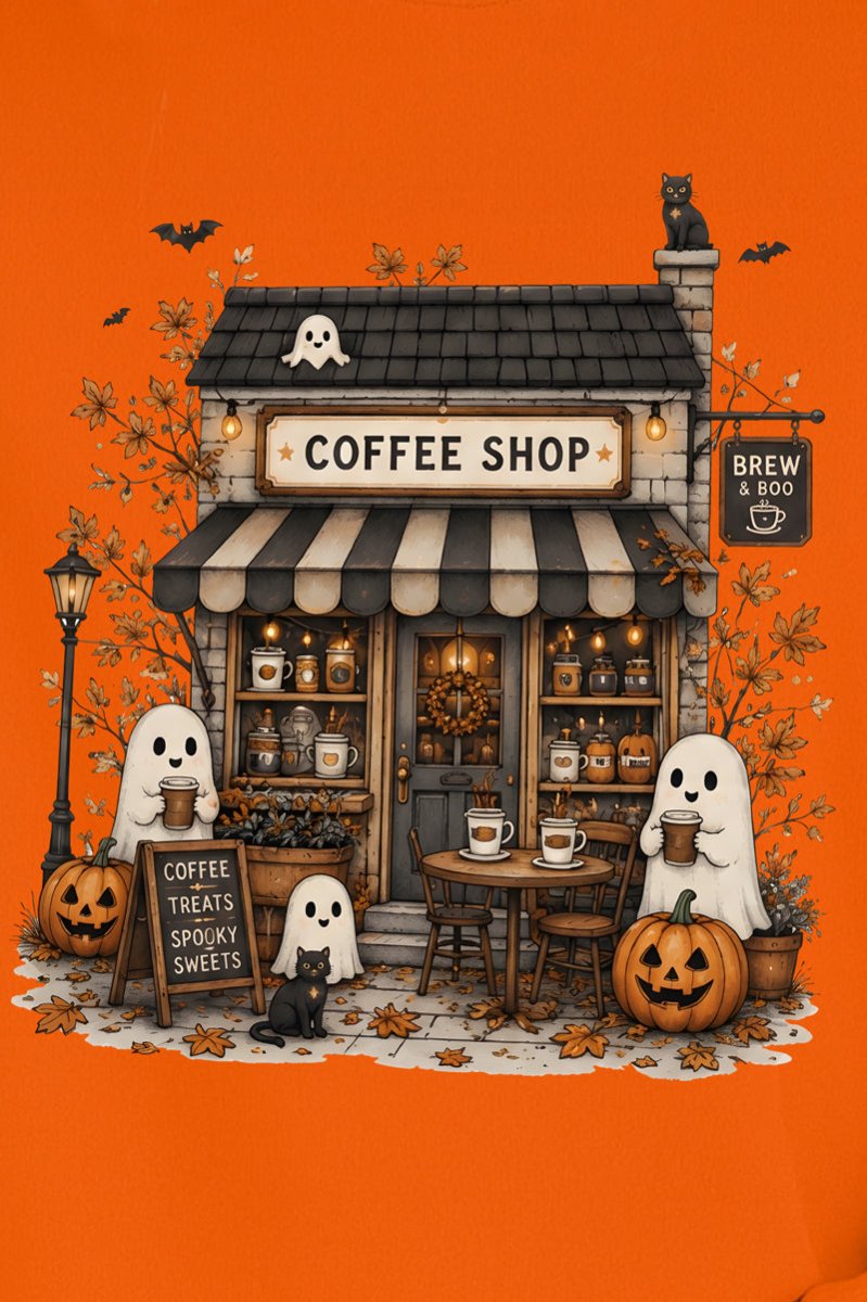 Brew & Boo Coffee Shop Ready To Press DTF Transfer - Wholesale Accessory Market