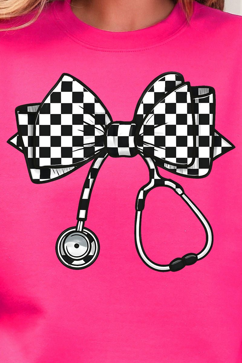 Checkered Black Stethoscope Ready To Press DTF Transfer - Wholesale Accessory Market