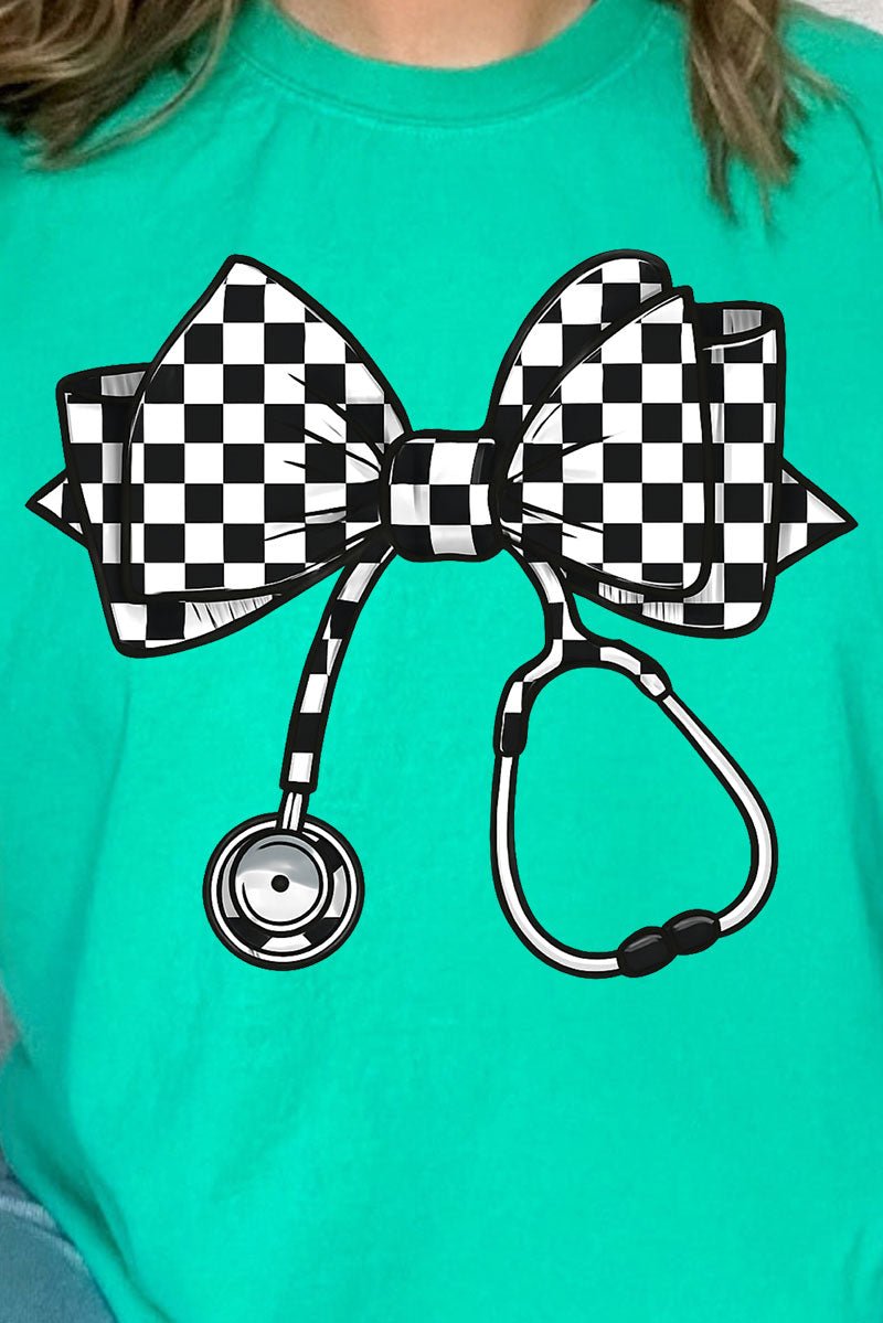 Checkered Black Stethoscope Ready To Press DTF Transfer - Wholesale Accessory Market