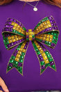 Faux Rhinestone Mardi Gras Bow Ready To Press DTF Transfer - Wholesale Accessory Market