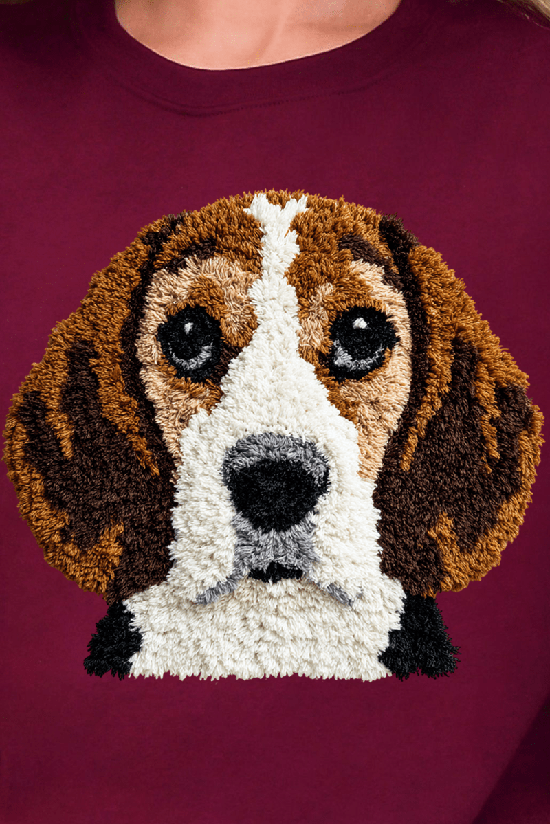 Faux Yarn Beagle Ready To Press DTF Transfer - Wholesale Accessory Market