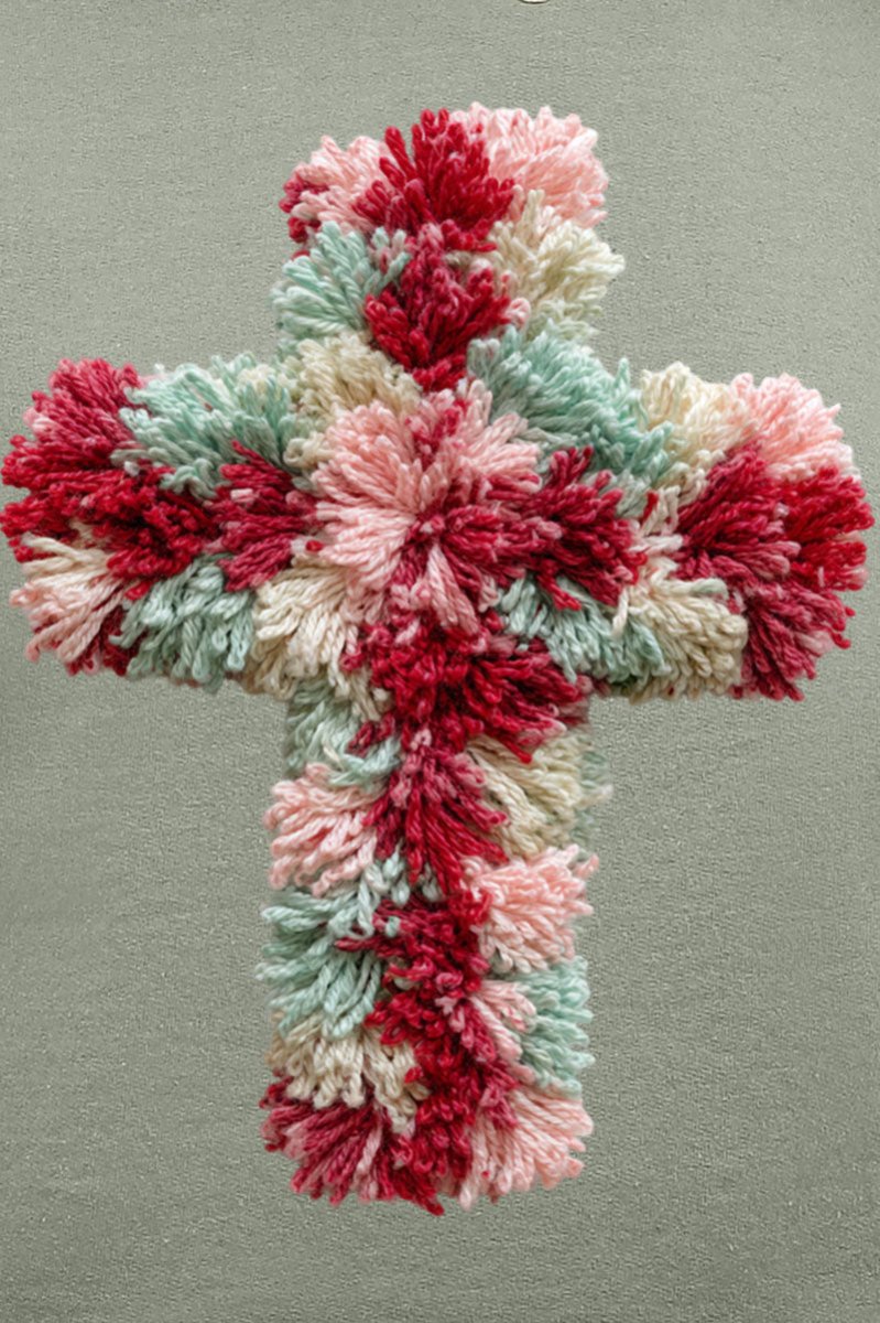 Faux Yarn Cross Ready To Press DTF Transfer - Wholesale Accessory Market