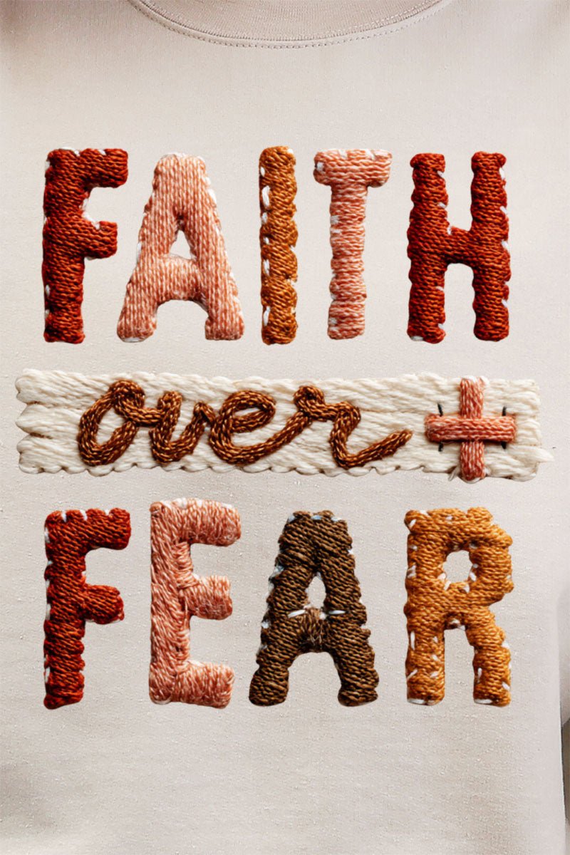 Faux Yarn Faith Over Fear Ready To Press DTF Transfer