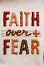 Faux Yarn Faith Over Fear Ready To Press DTF Transfer - Wholesale Accessory Market