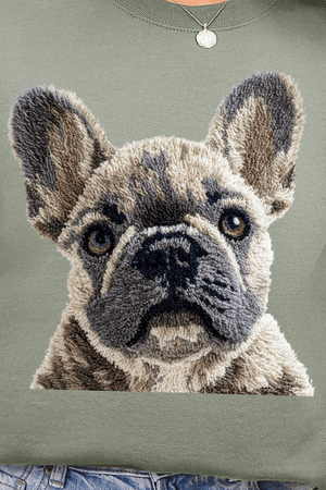Faux Yarn French Bulldog Ready To Press DTF Transfer - Wholesale Accessory Market