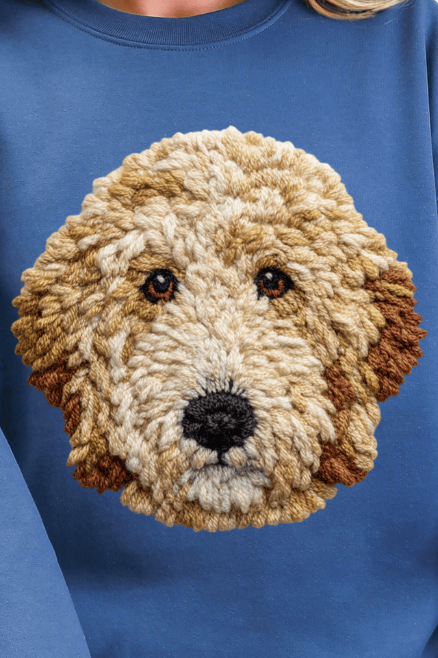 Faux Yarn Goldendoodle Ready To Press DTF Transfer - Wholesale Accessory Market