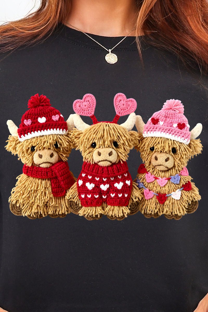Faux Yarn Highland Hearts Ready To Press DTF Transfer - Wholesale Accessory Market