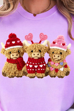 Faux Yarn Highland Hearts Ready To Press DTF Transfer - Wholesale Accessory Market