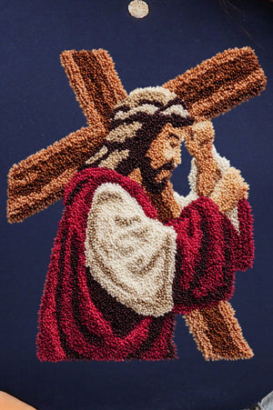Faux Yarn Jesus At The Cross Ready To Press DTF Transfer - Wholesale Accessory Market
