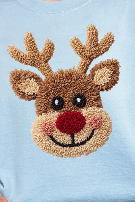 Faux Yarn Red Nose Reindeer Ready To Press DTF Transfer - Wholesale Accessory Market