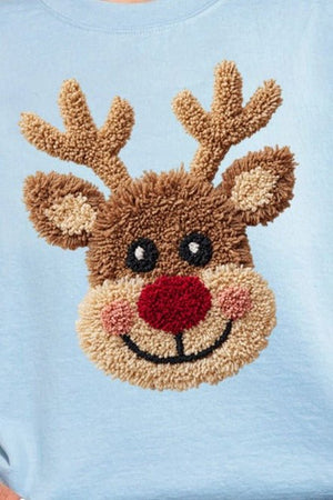 Faux Yarn Red Nose Reindeer Ready To Press DTF Transfer - Wholesale Accessory Market