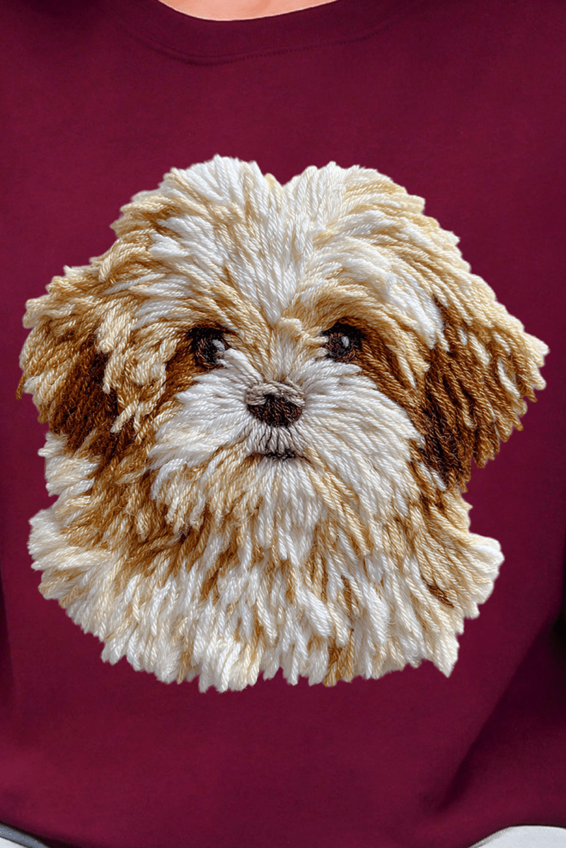 Faux Yarn Shih Tzu Ready To Press DTF Transfer - Wholesale Accessory Market
