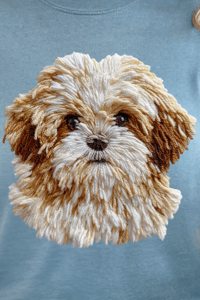 Faux Yarn Shih Tzu Ready To Press DTF Transfer - Wholesale Accessory Market