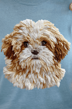 Faux Yarn Shih Tzu Ready To Press DTF Transfer - Wholesale Accessory Market