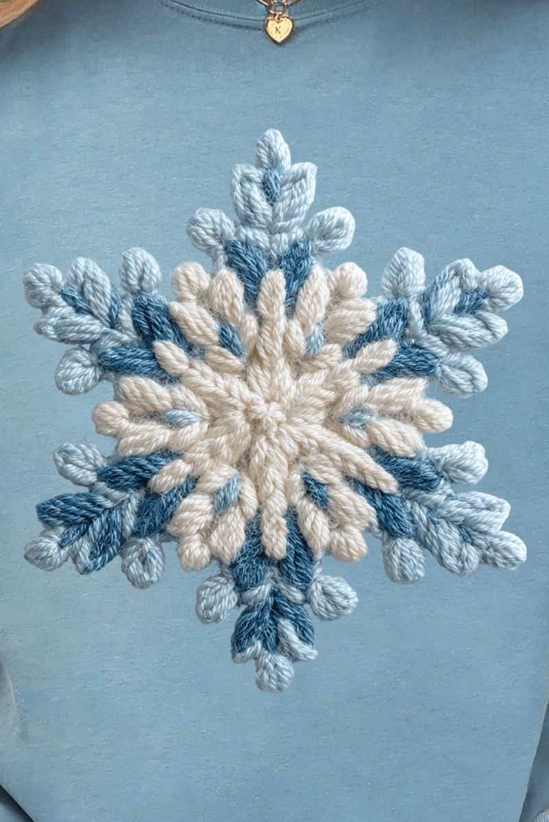 Faux Yarn Snow Day Snowflake Ready To Press DTF Transfer - Wholesale Accessory Market