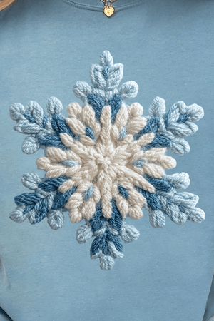 Faux Yarn Snow Day Snowflake Ready To Press DTF Transfer - Wholesale Accessory Market