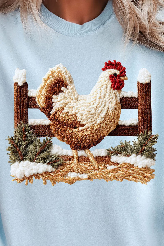 Faux Yarn Winter Chicken Ready To Press DTF Transfer - Wholesale Accessory Market