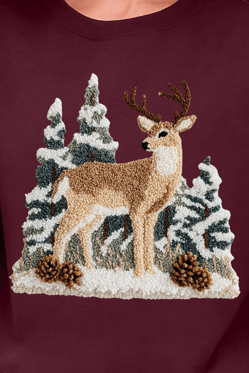 Faux Yarn Winter Deer Ready To Press DTF Transfer - Wholesale Accessory Market