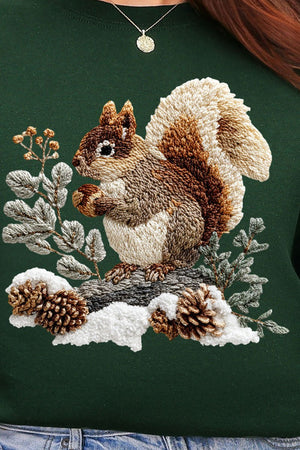 Faux Yarn Winter Squirrel Ready To Press DTF Transfer - Wholesale Accessory Market