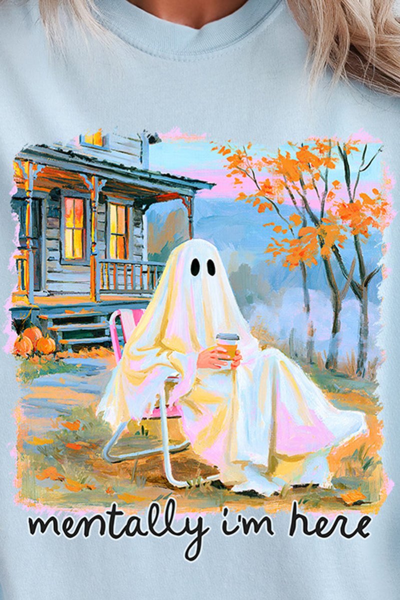 Ghost Mentally I'm Here Ready To Press DTF Transfer - Wholesale Accessory Market