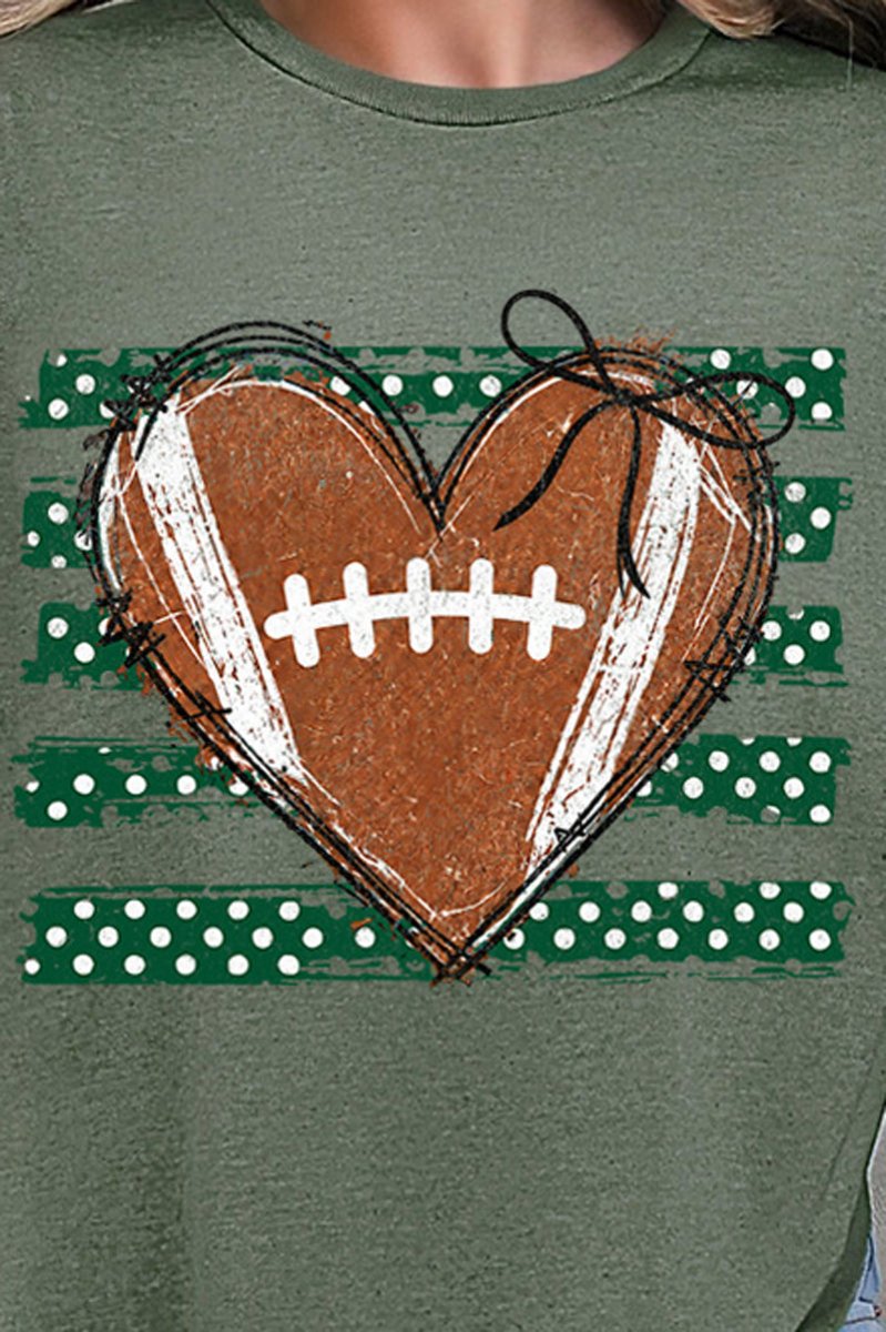 Green Football Sweetheart Ready To Press DTF Transfer - Wholesale Accessory Market