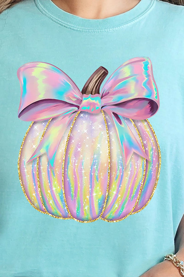 Iridescent Bow Pumpkin Ready To Press DTF Transfer - Wholesale Accessory Market