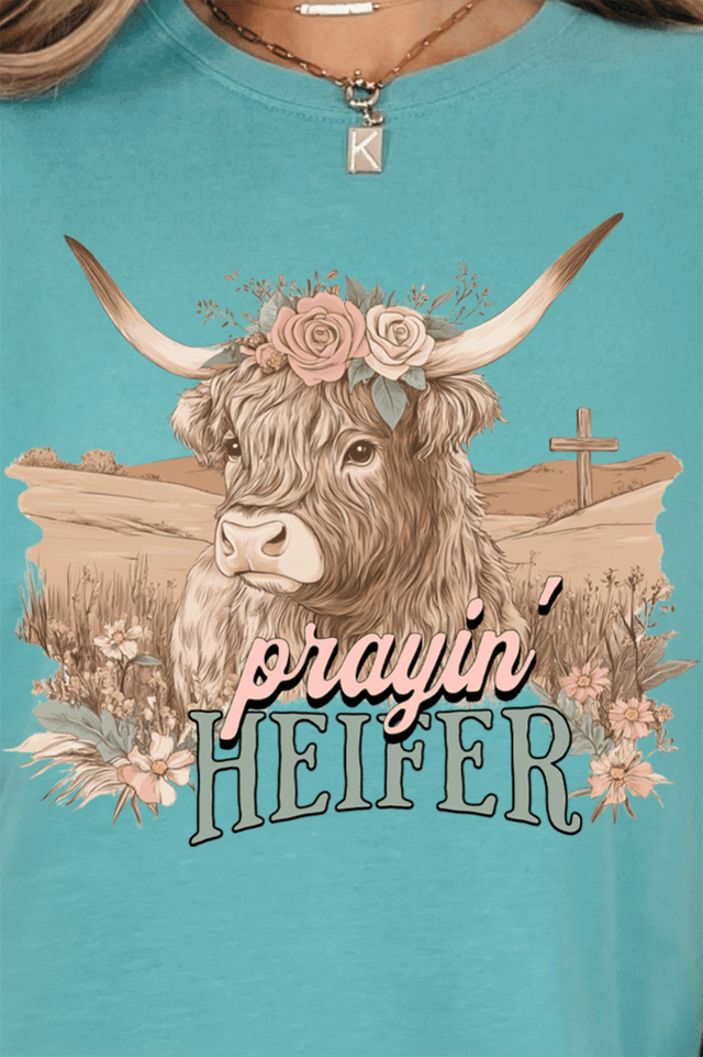 Prayin' Heifer Ready To Press DTF Transfer - Wholesale Accessory Market
