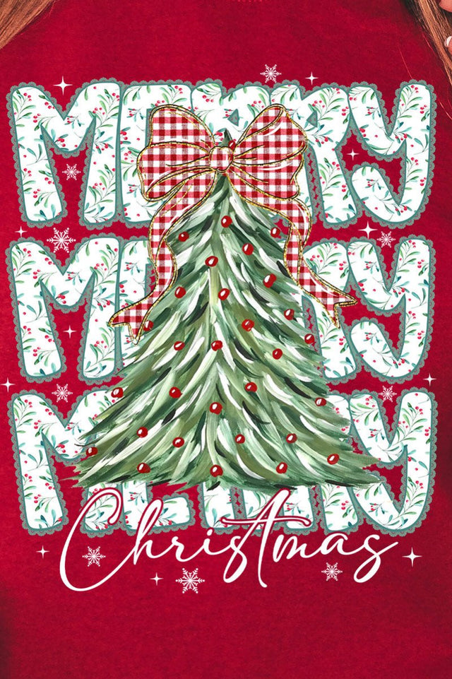 Stacked Holly Merry Christmas Tree Ready To Press DTF Transfer - Wholesale Accessory Market