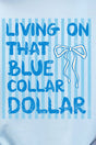 Striped Blue Collar Dollar Blue Ready To Press DTF Transfer - Wholesale Accessory Market