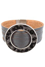 Viola Gray Faux Leather Gray Leopard Ring Multi - Strand Magnetic Bracelet - Wholesale Accessory Market