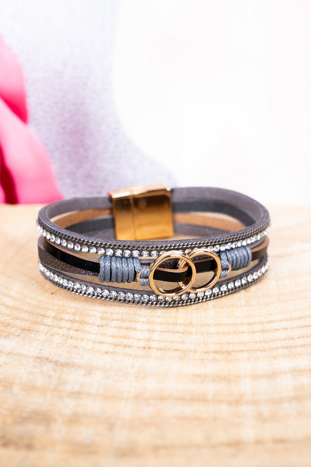 Viola Gray Infiniti Goldtone Multi - Strand Magnetic Bracelet - Wholesale Accessory Market