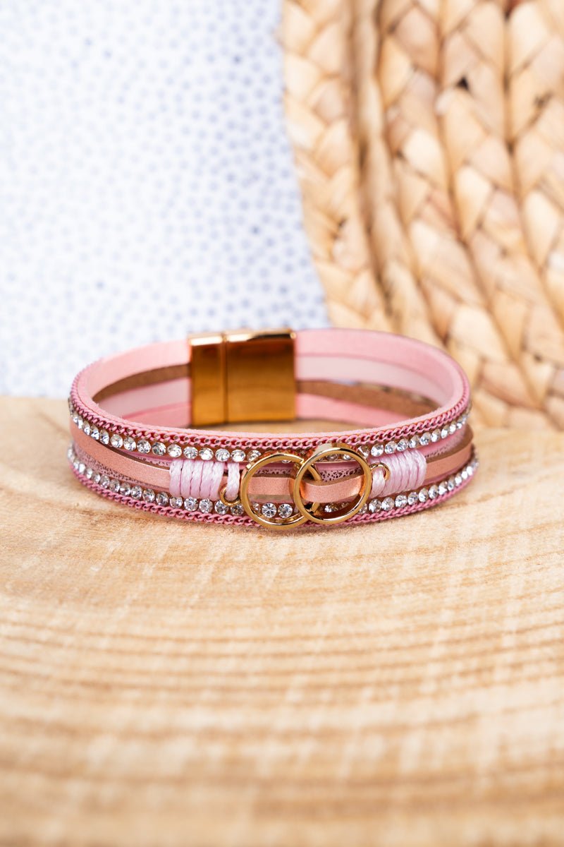 Viola Pink Infiniti Goldtone Multi - Strand Magnetic Bracelet - Wholesale Accessory Market