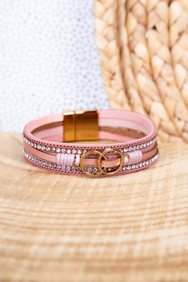 Viola Pink Infiniti Goldtone Multi - Strand Magnetic Bracelet - Wholesale Accessory Market