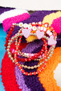 Viola Red XOXO Rubber Disk Beaded Bracelet Set - Wholesale Accessory Market
